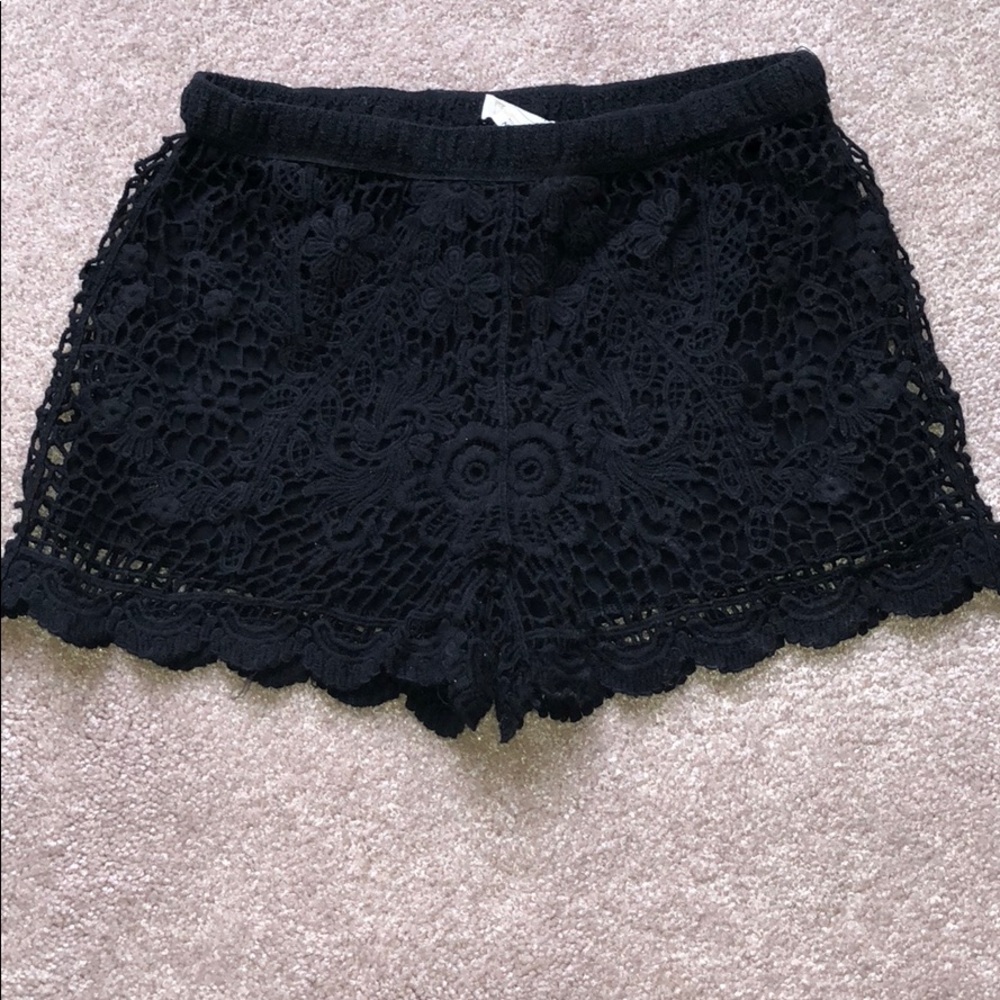 LA Hearts Crochet Black Shorts